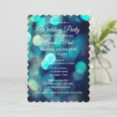 Chic bokeh licht effect co-ed paar bruiloft partij kaart (Staand voorkant)