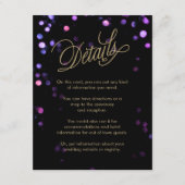 Chic Bokeh Lights Black & Gold Wedding Informatiekaartje (Voorkant)