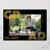 Chic Bold AFSTUDEERDER Foto Folie Graduation Aanko Uitnodiging (Voorkant)