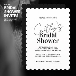 Chic Bold Black en White Bridal Shower Invitation Kaart