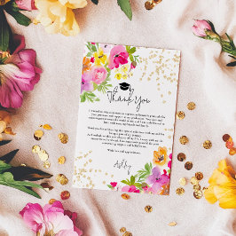 Chic Bold Boho Glitter Waterverf Afstuderen Bedankkaart