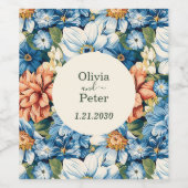 Chic Bold Floral Wedding Wijn Etiket (Enkel label)