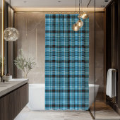 Chic Bold Manly Plaid Shower Curtain Blue Grey Douchegordijn