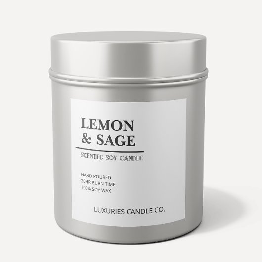 Chic Bold Modern Black en White Soy Candle Label