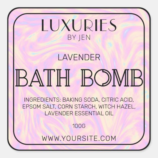 Chic Bold Modern Holographic Bath Bomb Spa Label (Voorkant)