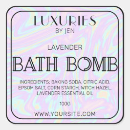 Chic Bold Modern Holographic Bath Bomb Spa Label