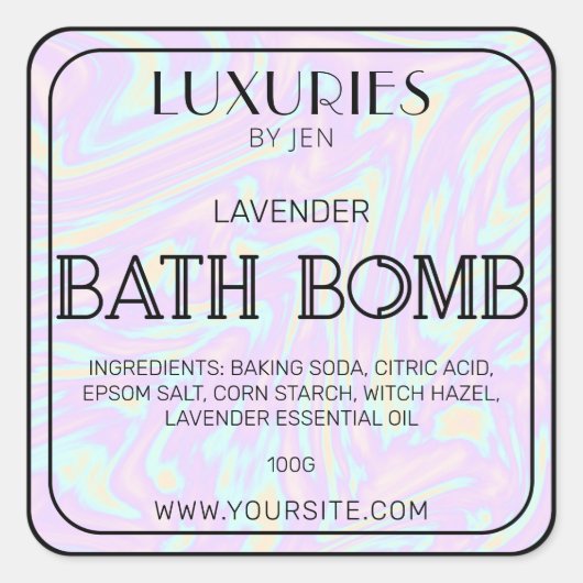 Chic Bold Modern Holographic Bath Bomb Spa Label (Voorkant)