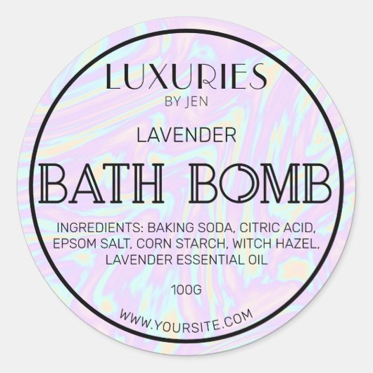 Chic Bold Modern Holographic Bath Bomb Spa Label (Voorkant)