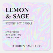 Chic Bold Modern Holographic Soy Candle Label (Voorkant)