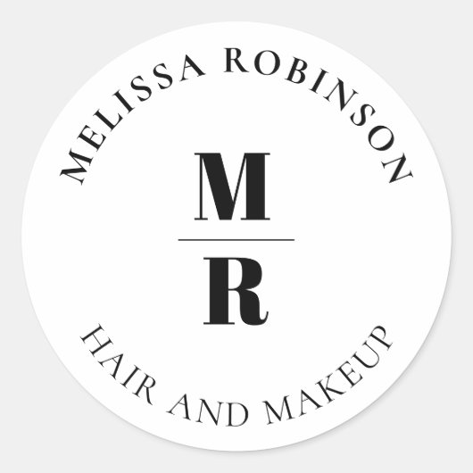 Chic Bold Monogram Zakelijk Ronde Sticker (Voorkant)