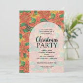 Chic Bold Poinsettias kerstfeestelijke uitnodiging (Staand voorkant)