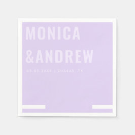 Chic Bold Typography Modern Lila Lavender Wedding Servet