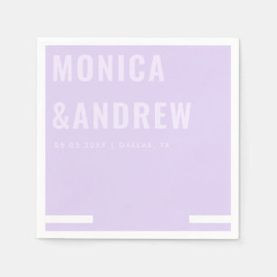 Chic Bold Typography Modern Lila Lavender Wedding Servet