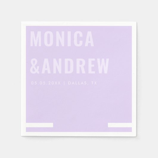 Chic Bold Typography Modern Lila Lavender Wedding Servet (Voorkant)