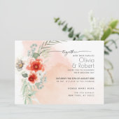 Chic Bold Waterverf Scarlet Coral Flowers Kaart (Staand voorkant)