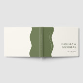 Chic Bold Wave Dark Olive Green Wedding Guest Book Gastenboek (Volledig)