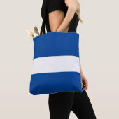 Chic Bold White Deep Ocean Blue Nautical Stripes Tote Bag (Dichtbij)