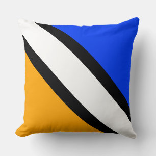 Chic Bold Yellow Blue White Diagonal Stripes Kussen