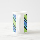 Chic Bone China Mok, Blue Moons Diagonal Stripes Porselein Kop (Achterkant)