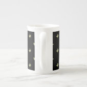 Chic Bone China Mok: Lelies van het dal, Zwart Porselein Kop (Achterkant)