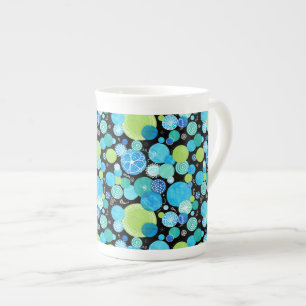 Chic Bone China Mok, Quirky Blue Moons Pattern Porselein Kop