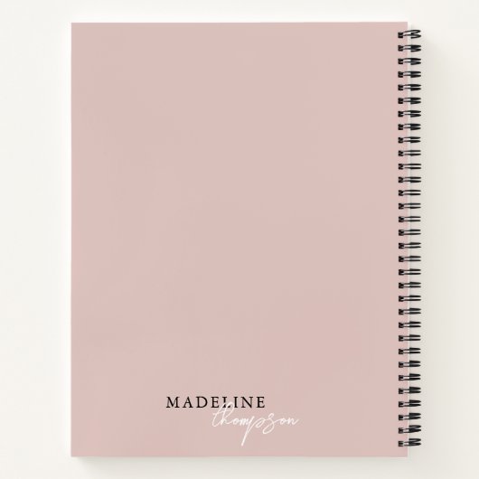 Chic Bord Roze Beige Script Typografie Notitieboek (Achterkant)
