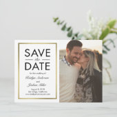 Chic Border BEWERKBARE KLEUR Save The Date Kaart (Staand voorkant)