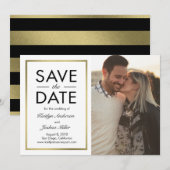 Chic Border BEWERKBARE KLEUR Save The Date Kaart (Voorkant / Achterkant)