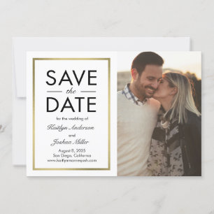 Chic Border Editable Color Save the Date Card Bedankkaart
