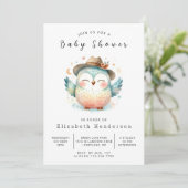 Chic Bossen Uil Baby shower Kaart (Staand voorkant)