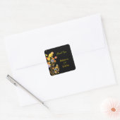 Chic Botanical Black Weddenschap Bedankt Vierkante Sticker (Envelop)