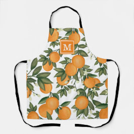 Chic Botanical Citrus Oranje Clementine Monogram Schort