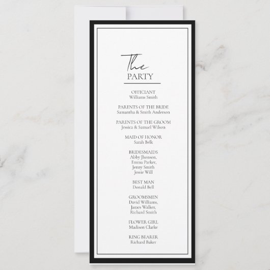 Chic Botanical Crest Wedding Program Kaart (Achterkant)