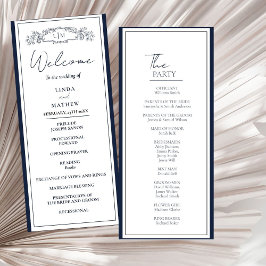 Chic Botanical Crest Wedding Program Kaart