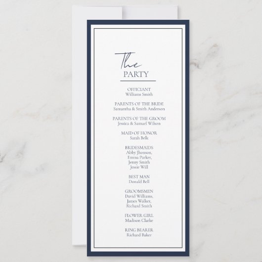 Chic Botanical Crest Wedding Program Kaart (Achterkant)