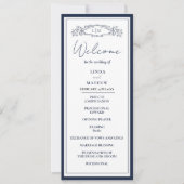 Chic Botanical Crest Wedding Program Kaart (Voorkant)