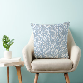 Chic Botanical Dusty Blue Foliage Pattern Kussen