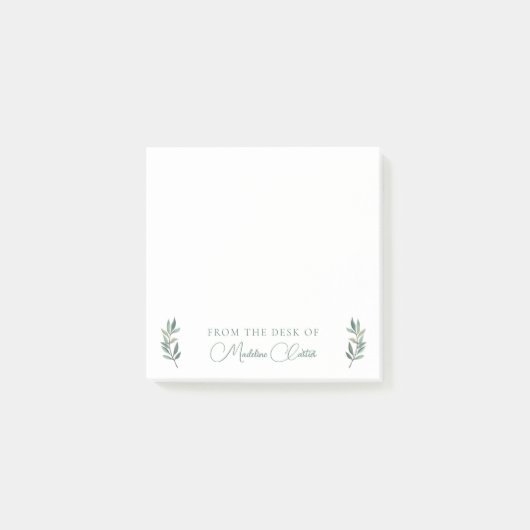 Chic Botanical Eucalyptus Leaf Green Monogram Post-it® Notes (Voorkant)