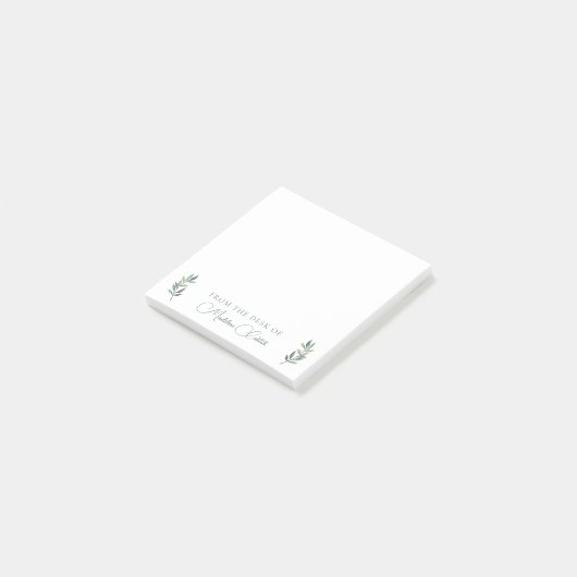 Chic Botanical Eucalyptus Leaf Green Monogram Post-it® Notes (Schuin)