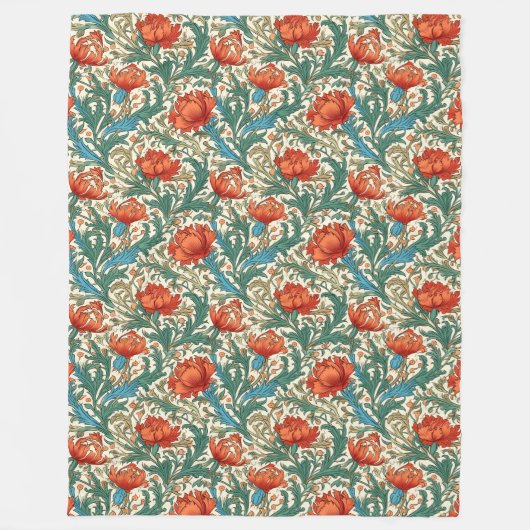Chic  Botanical Geïnspireerd door William Morris Fleece Deken (Voorkant)