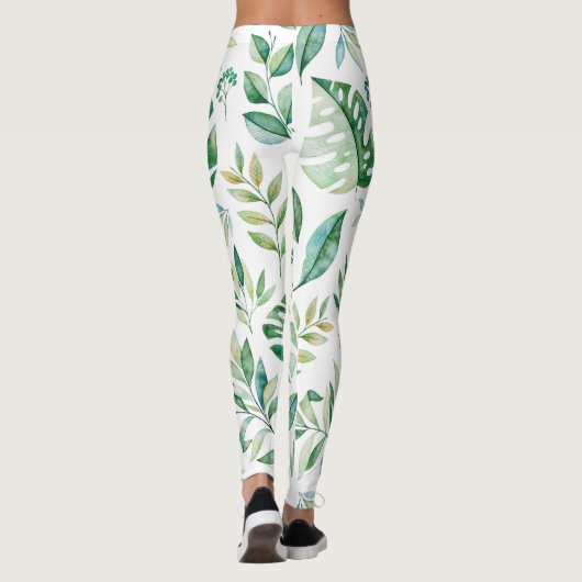 Chic Botanical Green Rustic Pattern Leggings (Achterkant)