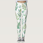 Chic Botanical Green Rustic Pattern Leggings (Voorkant)