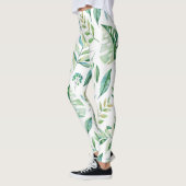 Chic Botanical Green Rustic Pattern Leggings (Links)