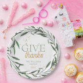 Chic Botanical Greenery geeft Bedankt Thanksgiving Papieren Bordje (Feest)