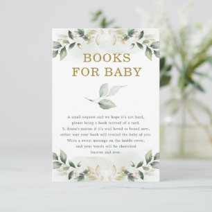 Chic Botanical Greenery Gold Books voor Baby showe Informatiekaartje