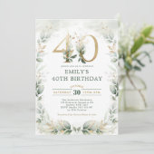 Chic Botanical Greenery Gold Garden 40th Birthday Kaart (Staand voorkant)