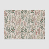 Chic Botanical Holly Berry Floral Pattern Tissuepapier (Voorkant)