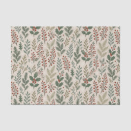Chic Botanical Holly Berry Floral Pattern Tissuepapier