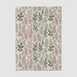 Chic Botanical Holly Berry Floral Pattern Tissuepapier