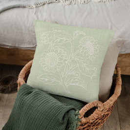 Chic Botanical Ivory Sunflower op Spring Green Kussen